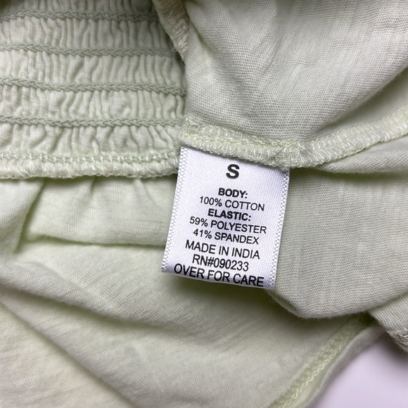 Me To We Light Green Cotton Ruched Cropped Tank Top, Sz S - Picture 8 of 10